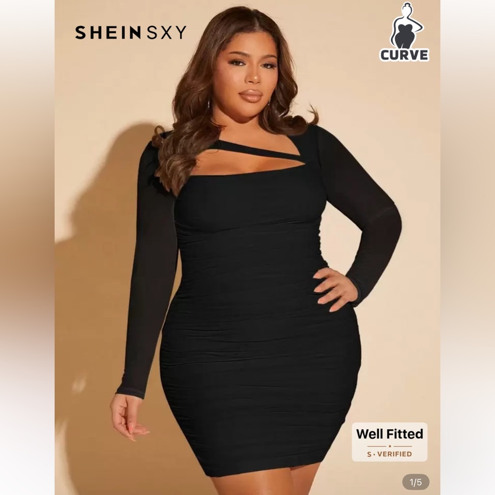 SHEIN SXY Black Long Sleeve Dress